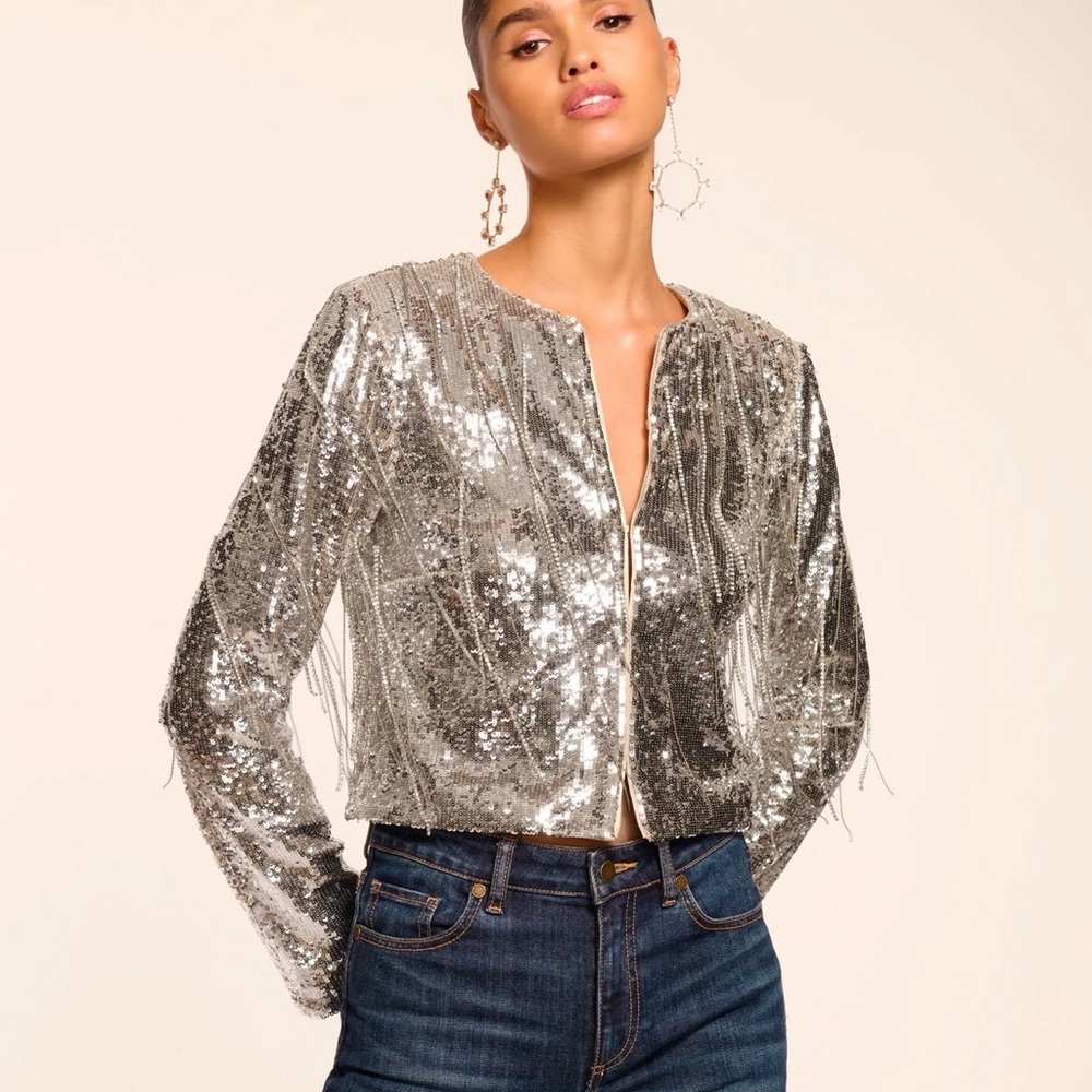 Ramy Brook Silver Sequin Jacket NWT - image 1